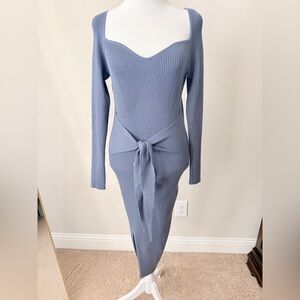 “And Now This” Sweater Blue Long-Sleeve Dress